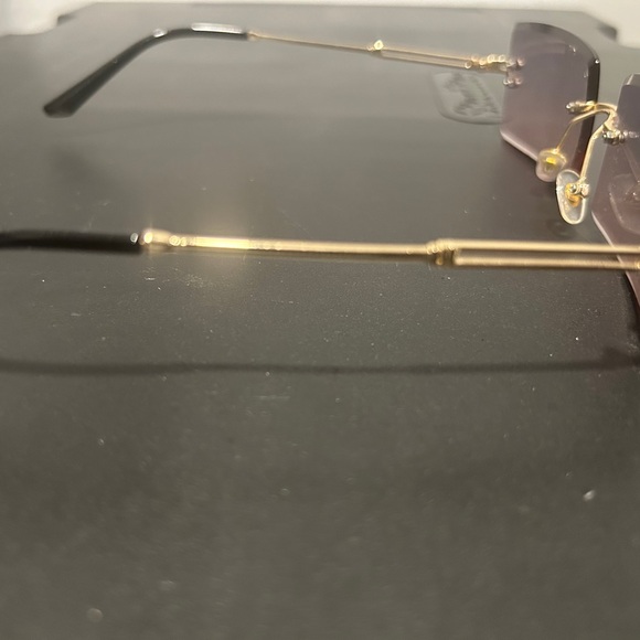 Stylish Gold and Black Rimless Sunglasses soft purple lens main image 6